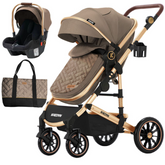 Buy Baby Stroller Pram in Brown - Lightweight, Comfortable, and Stylish | 3 Recline Positions & UV Protection